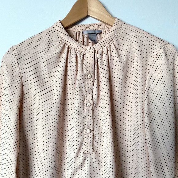 NWOT H&M Size 4 Pastel Pink Button Dotted Blouse - Picture 4 of 11